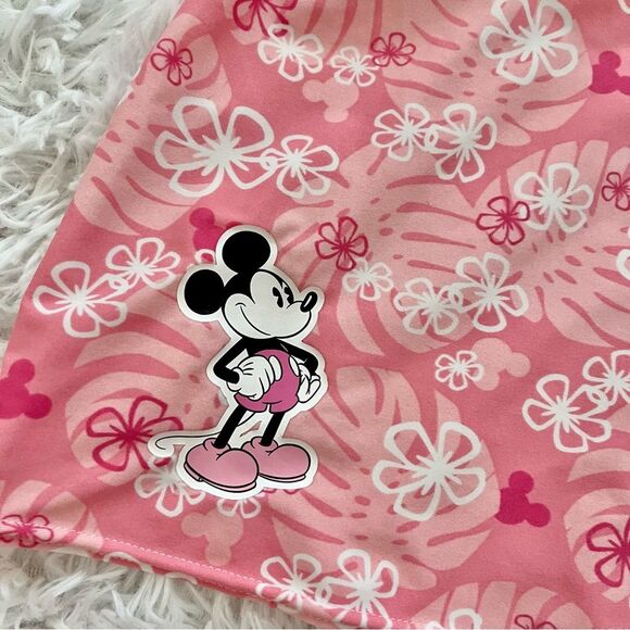 Disney Mickey Mouse Tankini swimsuit top pink tropical flowers shelf bra size 12 - Picture 7 of 7